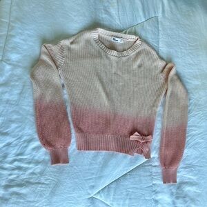 Epic Threads Girls Pink Ombré Side Bow Sweater Crewneck, Med 10/12, Pre-Owned